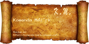 Komenda Márk névjegykártya