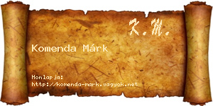 Komenda Márk névjegykártya